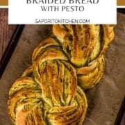 loaf of braided bread with pesto