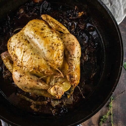 The Easiest Cast Iron Roast Chicken Recipe - Scarlati Family Kitchen