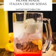 cream pouring into a glass with simple syrup and club soda