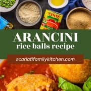 ingredients to make arancini sicilian rice balls.