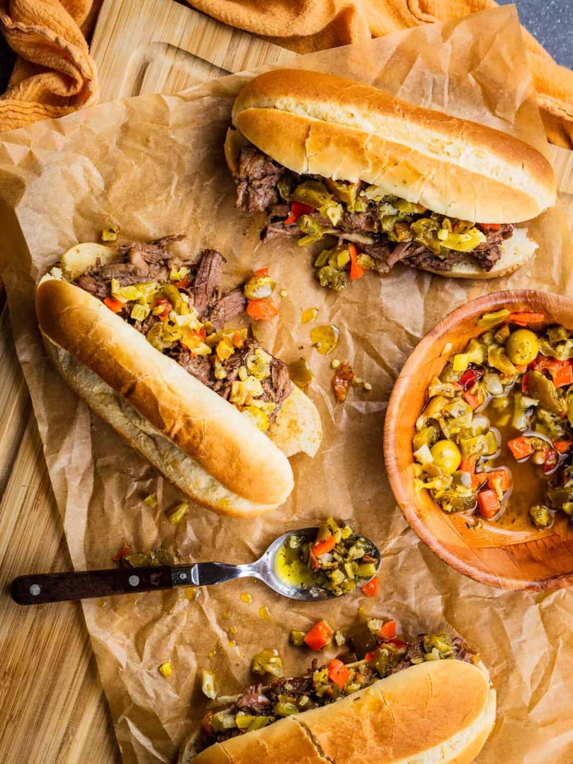 Slow Cooker Italian Beef Au Jus with Giardiniera (Chicago-Style ...