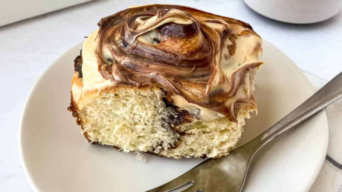 chocolate dulce de leche cinnamon roll.