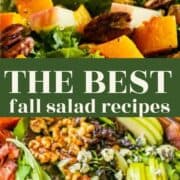 Two salads with fall ingredients with the text overlay "the best fall salad recipes"