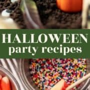 Images of Halloween treats with the text overlay "Halloween party recipes".