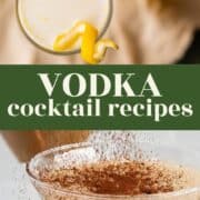 Image of cocktails the text overlay "vodka cocktail recipes".