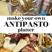 An antipasto platter with a banner that reads "Make your own antipasto platter".